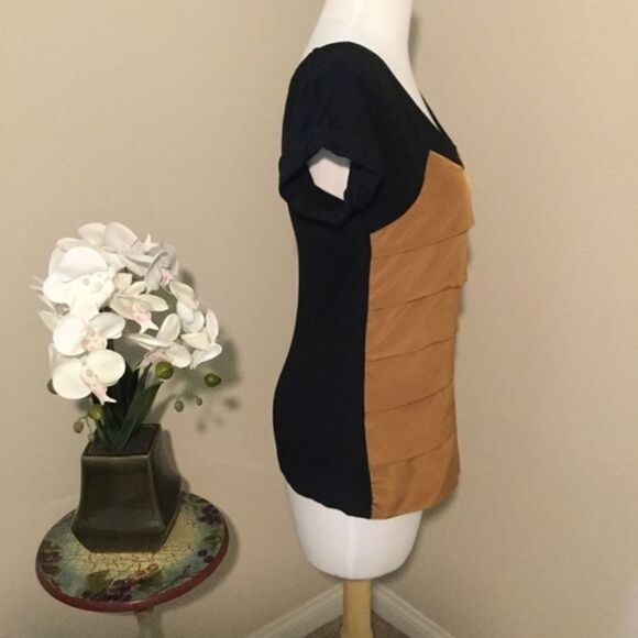 Zara Special Addition Black and Camel Scoop Neck Tee Size S - Picture 6 of 9